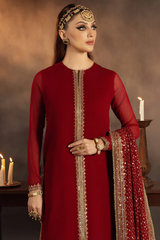 GULNAAR - MEERAL LUXE | ELEGANTLY LONG SHIRT STYLE | FULLY HEAVY THREAD EMBROIDERED SEQUENCE WORK CHIFFON DRESS | UNSTITCHED 3-PIECE SUIT
