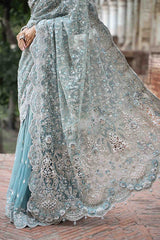 MARIA B | EXCLUSIVE WEAR | PREMIUM HAND EMBELLISHMENTE EMBROIDERED NET SAREE | UNSTITCHED 3-PIECE | MC-1011-B-S | MABEL