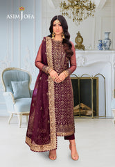 ASIM JOFA | FULLY HEAVY THREAD EMBROIDERED SEQUENCE WORK CHIFFON DRESS | UNSTITCHED 3-PIECE SUIT | AJEM-24