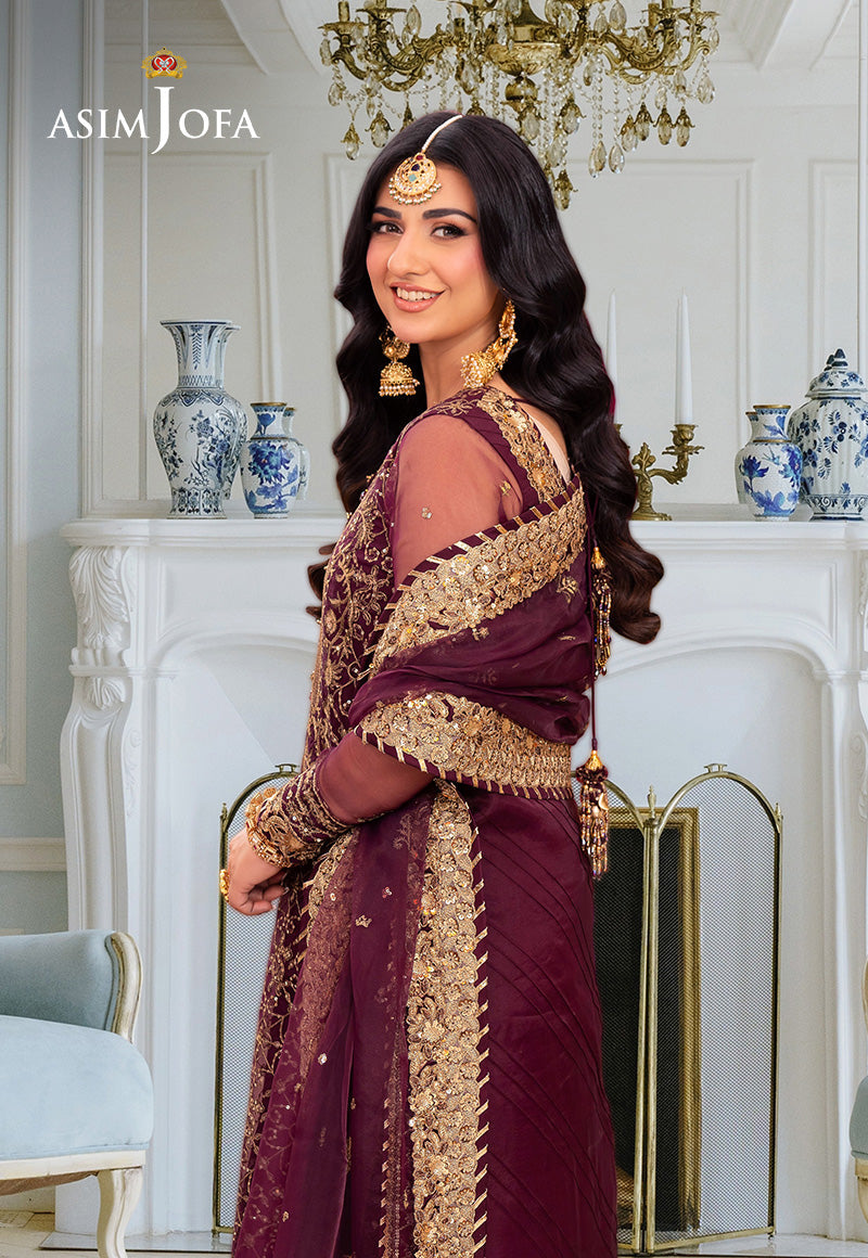ASIM JOFA | FULLY HEAVY THREAD EMBROIDERED SEQUENCE WORK CHIFFON DRESS | UNSTITCHED 3-PIECE SUIT | AJEM-24