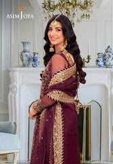 ASIM JOFA | FULLY HEAVY THREAD EMBROIDERED SEQUENCE WORK CHIFFON DRESS | UNSTITCHED 3-PIECE SUIT | AJEM-24