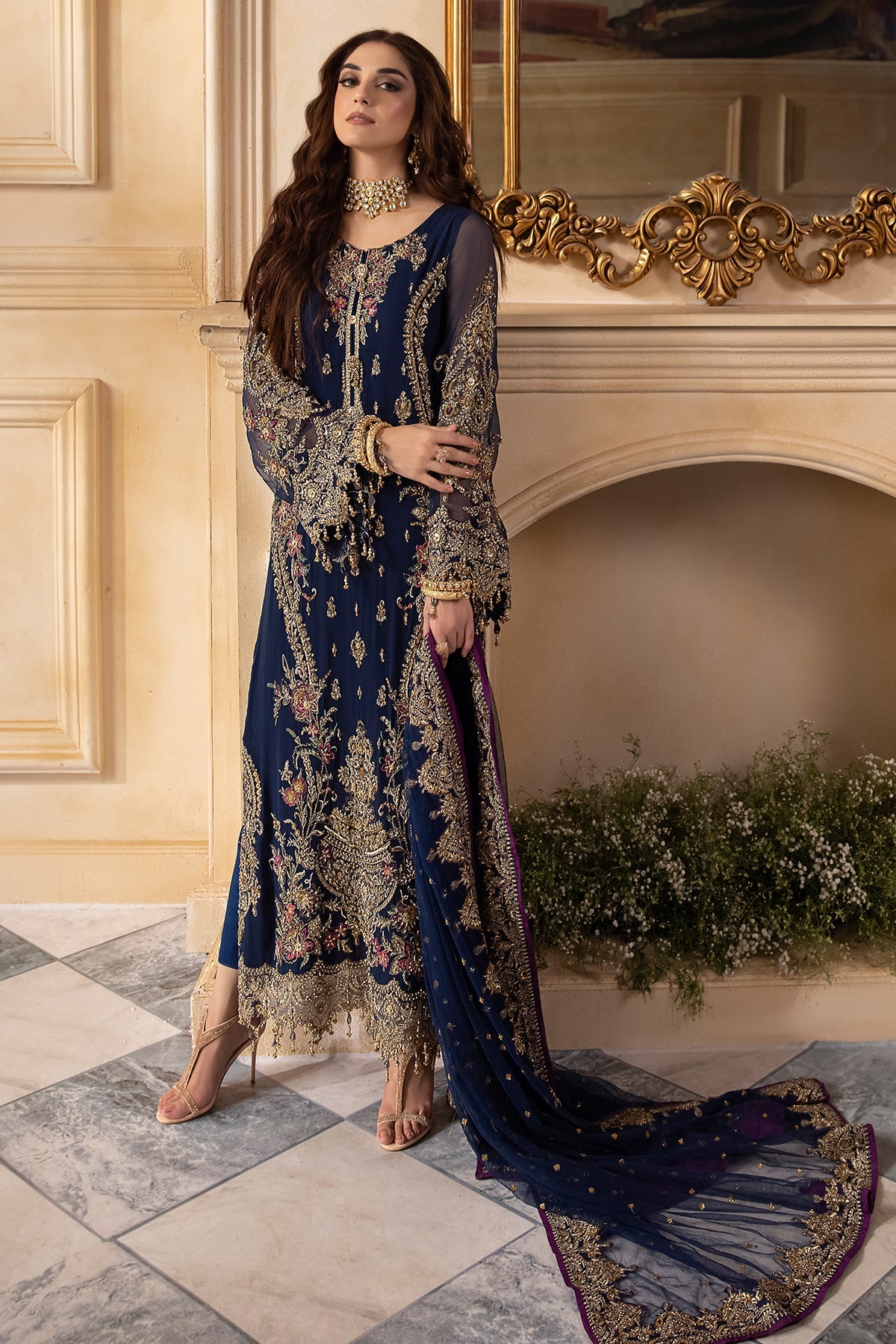 CHARIZMA | EXCLUSIVE WEAR | PREMIUM LUXURY HAND EMBELLISHMENT EMBROIDERED CHIFFON WITH PREMIUM EMBROIDERED DUPATTA | UNSTITCHED 3-PIECE SUIT