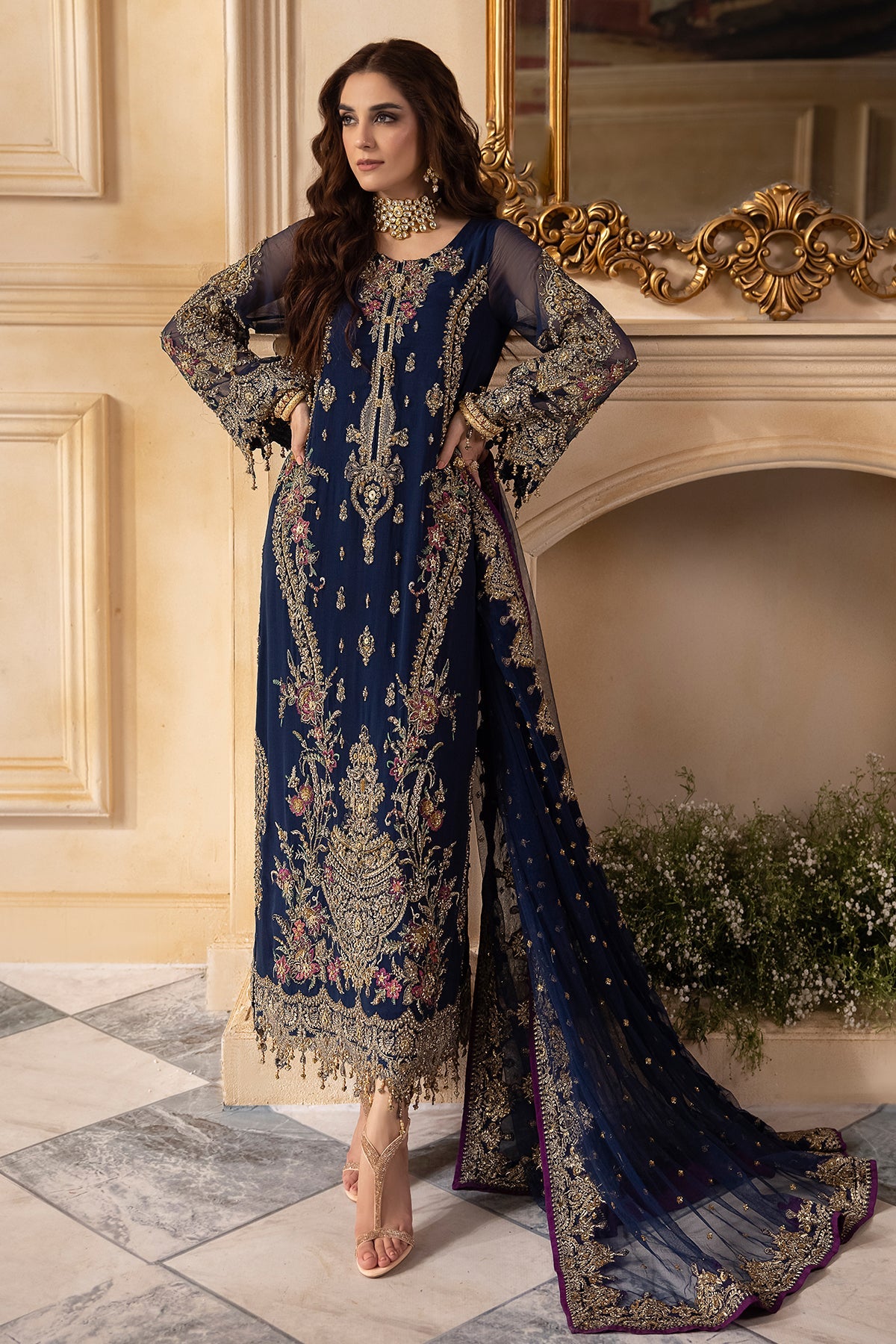 CHARIZMA | EXCLUSIVE WEAR | PREMIUM LUXURY HAND EMBELLISHMENT EMBROIDERED CHIFFON WITH PREMIUM EMBROIDERED DUPATTA | UNSTITCHED 3-PIECE SUIT