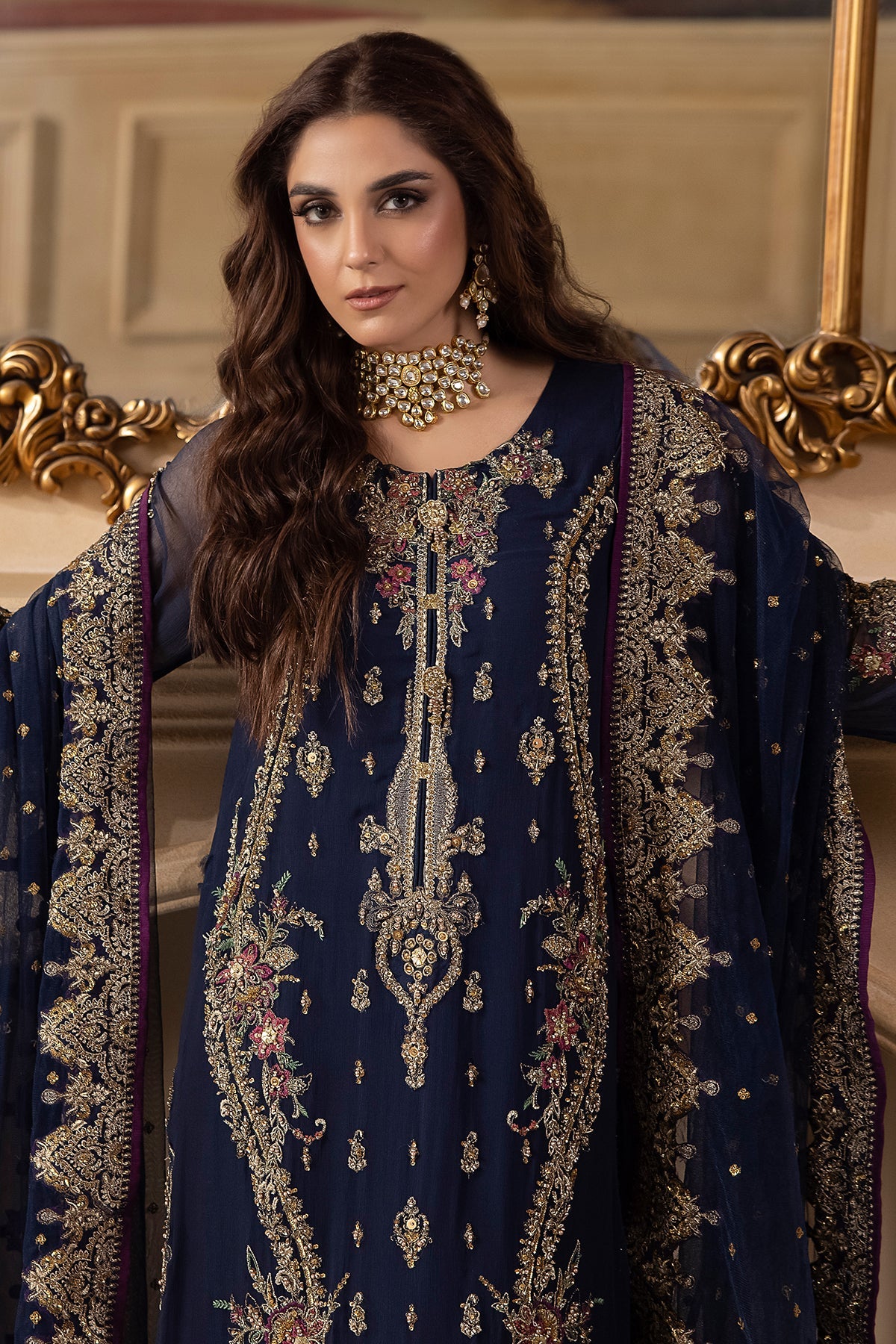 CHARIZMA | EXCLUSIVE WEAR | PREMIUM LUXURY HAND EMBELLISHMENT EMBROIDERED CHIFFON WITH PREMIUM EMBROIDERED DUPATTA | UNSTITCHED 3-PIECE SUIT