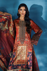 MARIA B | ELEGANTLY MULTI DIGITAL PRINTED SILK DRESS | UNSTITCHED 3-PIECE SUIT | MPS-W25-08-R