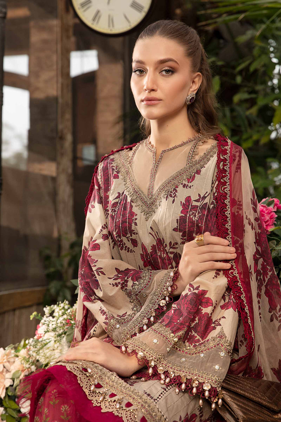 Maria B Mprint Red Luxury Lawn Collection Replica