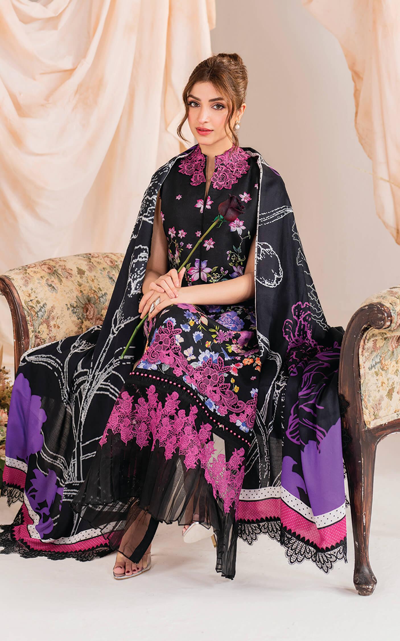 ASIFA AND NABEEL | WINTER MERAKI 25" | MULTI DIGITAL PRINTED LAWN WITH EMBROIDERED UNSTITCHED SUIT | NOCTURNE-MW-10