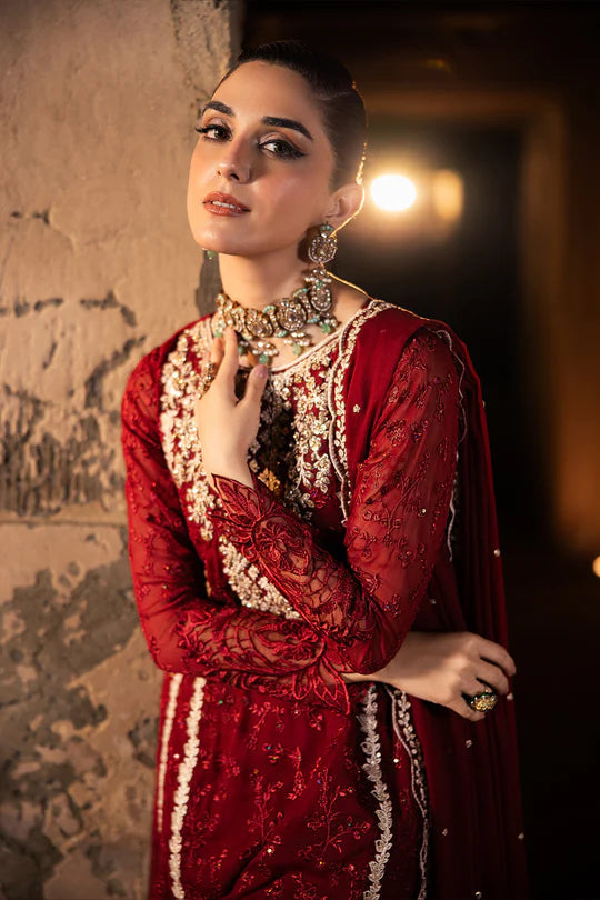 ROYAL CRIMSON BY AZURE | ELEGANTLY ARTICLE | PREMIUM HAND EMBELLISHMENTE EMBROIDERED CHIFFON DRESS | UNSTITCHED 3-PIECE SUIT | D-I-01253