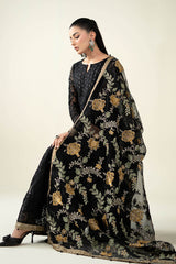 MARIA• B | LUXURY FULLY HEAVY MULTI THREAD EMBROIDERED SEQUENCE WORK WITH MOTI & HANGING TASSELS WORK ORGANZA FORK | UNSTITCHED 3-PIECE SUIT | SF-EF23-09R1
