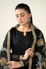 MARIA• B | LUXURY FULLY HEAVY MULTI THREAD EMBROIDERED SEQUENCE WORK WITH MOTI & HANGING TASSELS WORK ORGANZA FORK | UNSTITCHED 3-PIECE SUIT | SF-EF23-09R1