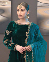 Green Velvet Anarkali Dress