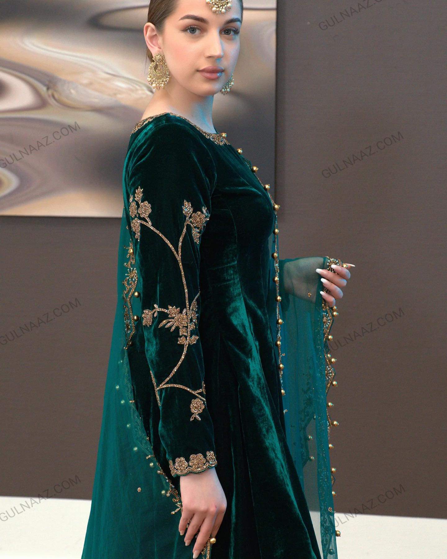 Green Velvet Anarkali Dress