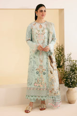 QLINEKARI BY QALAMKAR |  CHICKANKARI LAWN HEAVY EMBROIDERED | UNSTITCHED 3-PIECE SUIT | SQ-06 AFROZEH