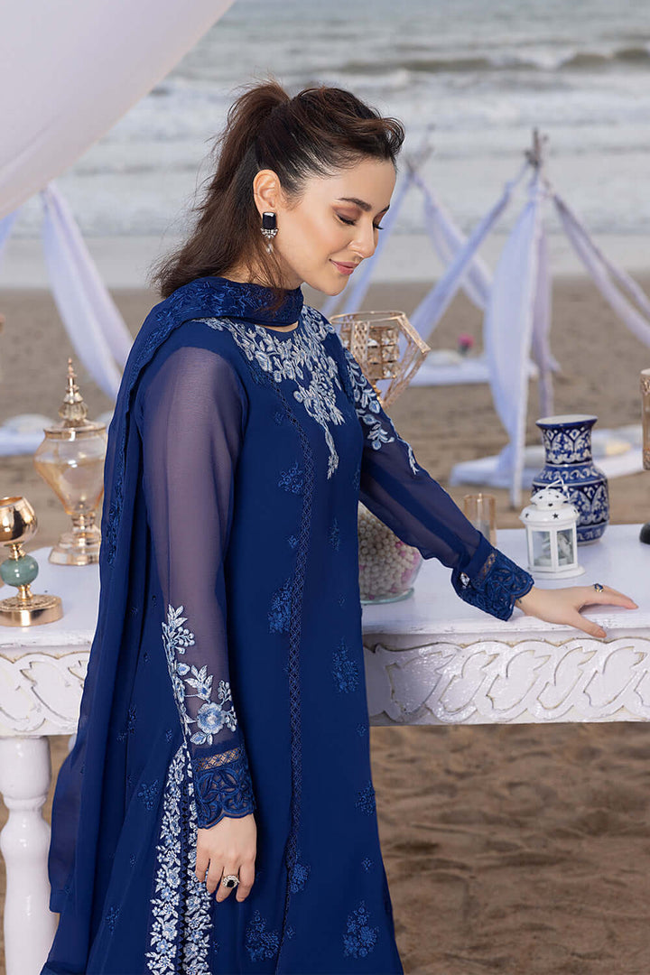 AZURE LUXURY EMBROIDERED CHIFFON 3 PC UNSTITCHED SUIT