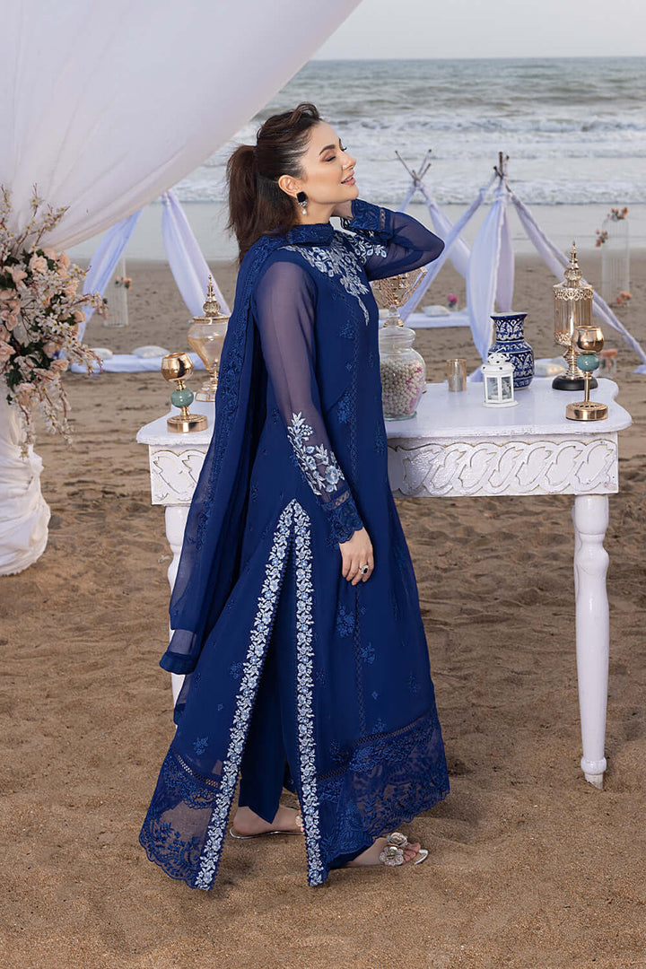 AZURE LUXURY EMBROIDERED CHIFFON 3 PC UNSTITCHED SUIT