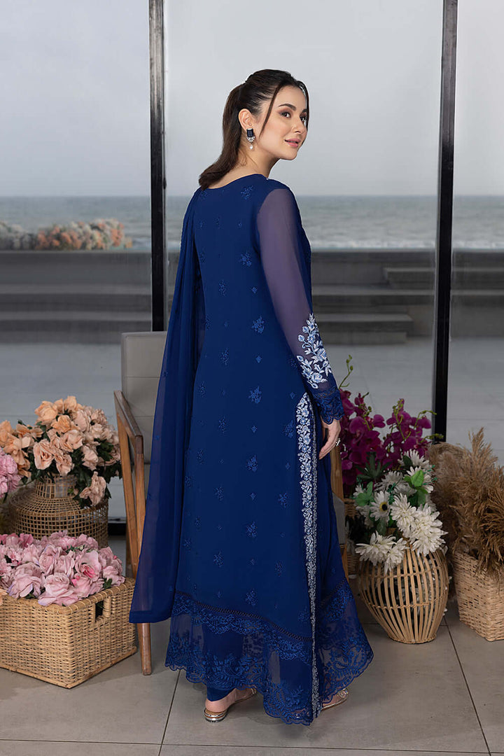 AZURE LUXURY EMBROIDERED CHIFFON 3 PC UNSTITCHED SUIT