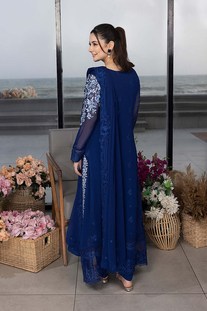 AZURE LUXURY EMBROIDERED CHIFFON 3 PC UNSTITCHED SUIT