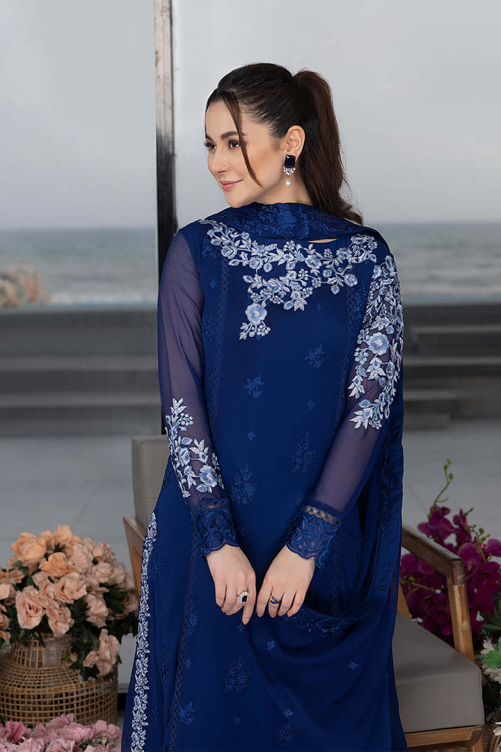 AZURE LUXURY EMBROIDERED CHIFFON 3 PC UNSTITCHED SUIT