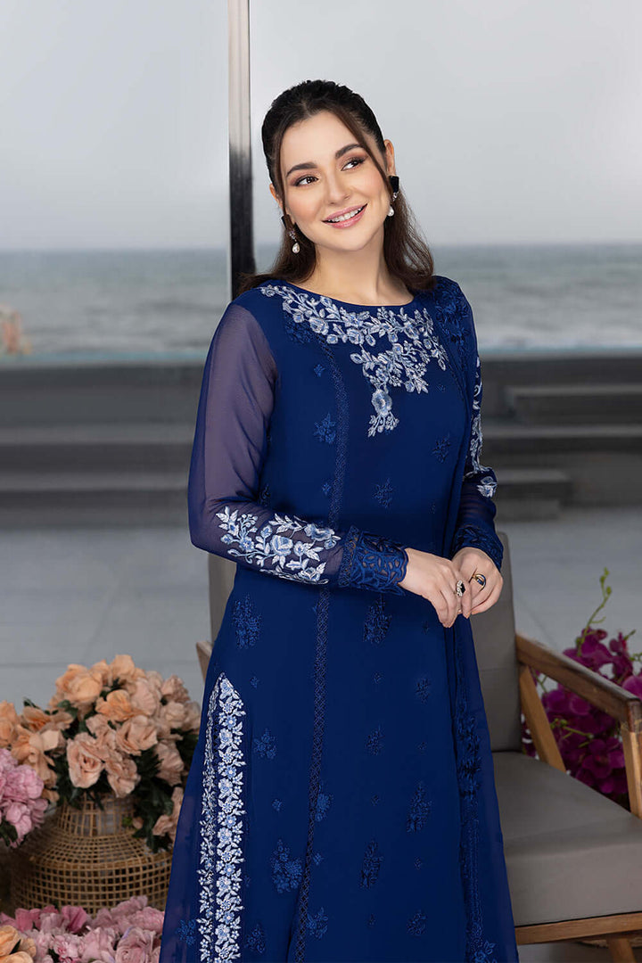 AZURE LUXURY EMBROIDERED CHIFFON 3 PC UNSTITCHED SUIT