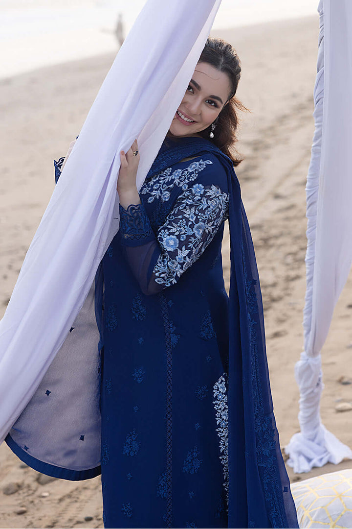 AZURE LUXURY EMBROIDERED CHIFFON 3 PC UNSTITCHED SUIT