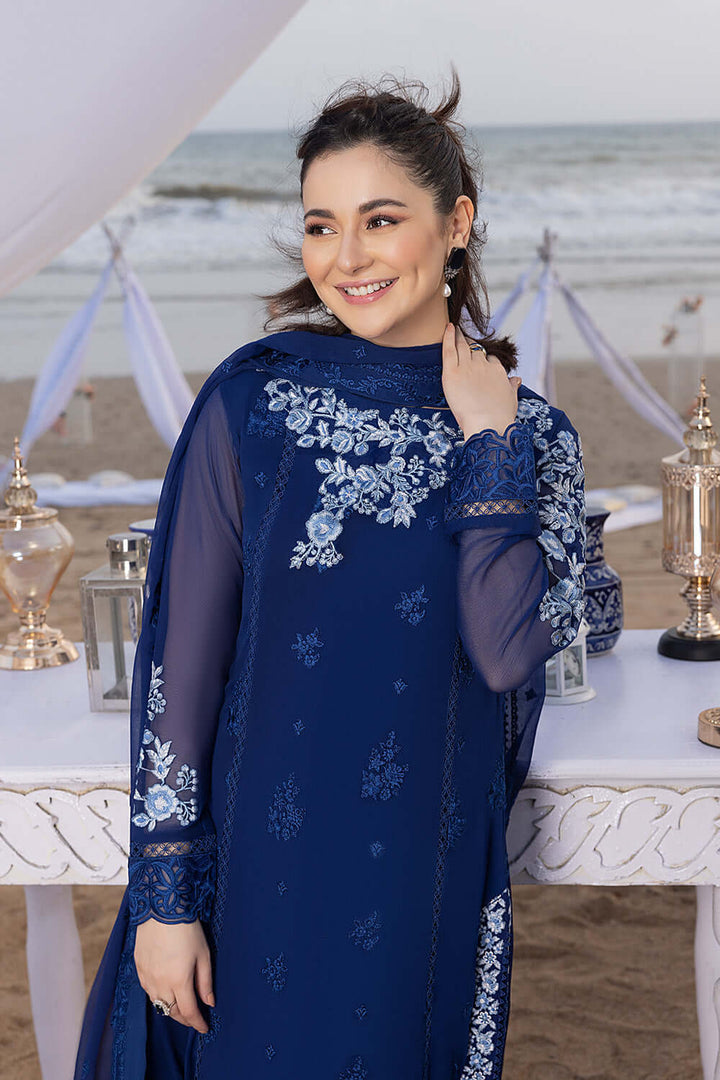 AZURE LUXURY EMBROIDERED CHIFFON 3 PC UNSTITCHED SUIT