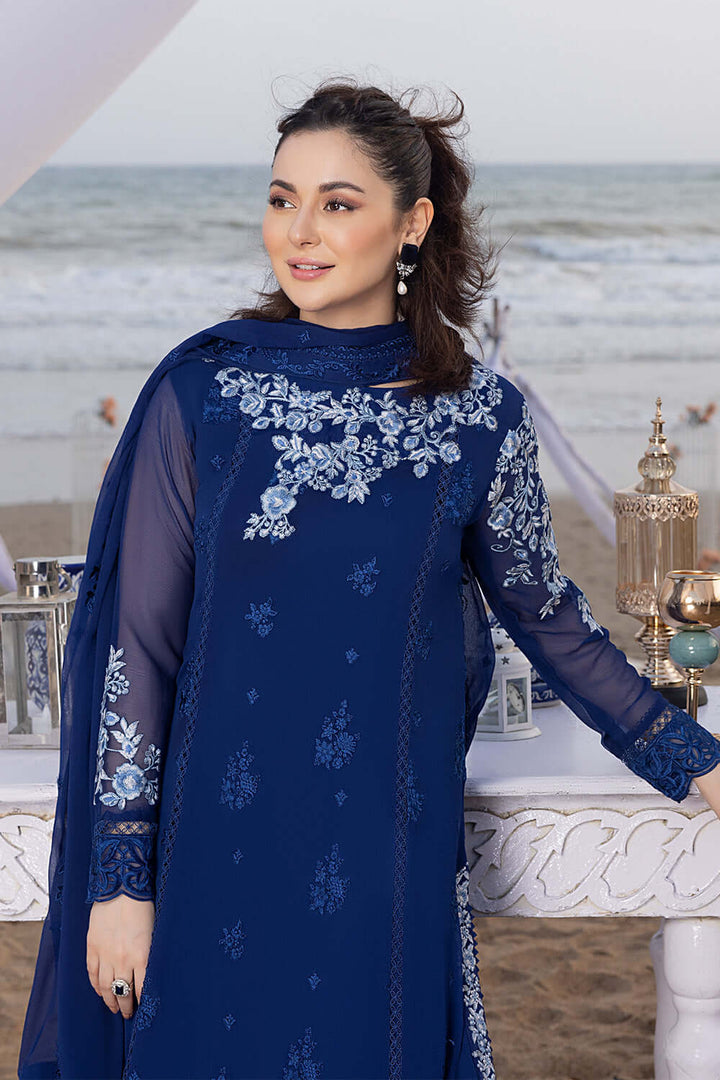 AZURE LUXURY EMBROIDERED CHIFFON 3 PC UNSTITCHED SUIT