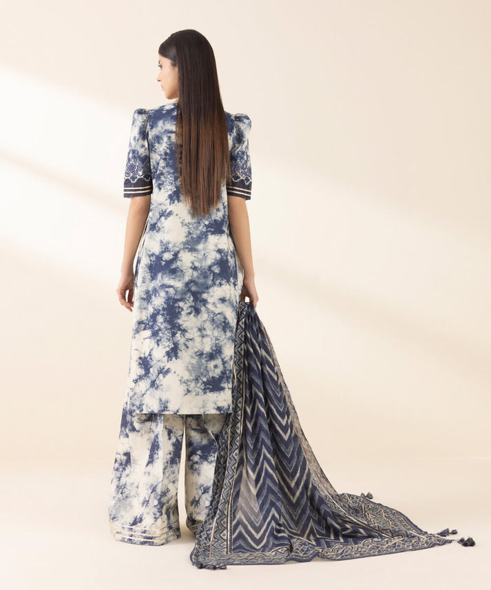 SAPPHIRE | LUXURY DIGITAL PRINTED WITH EMBROIDERED LAWN | UNSTITCHED 3-PIECE SUIT | D-210