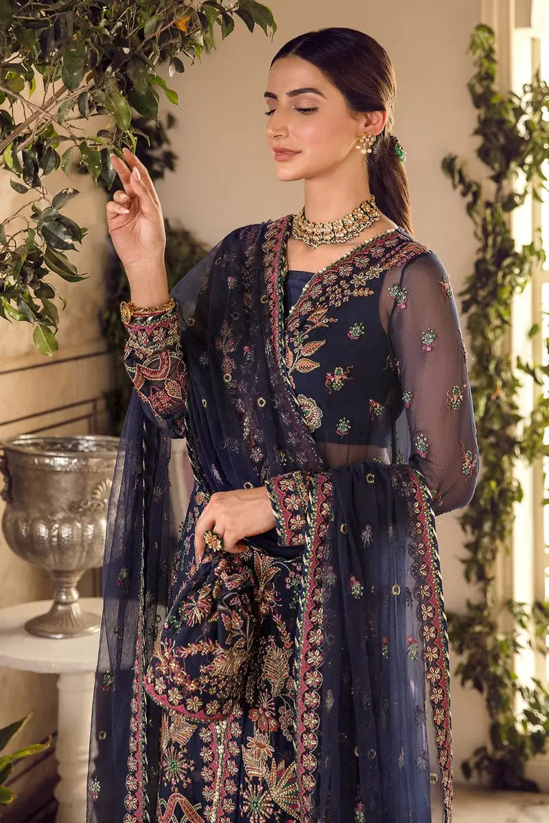 afrozeh blue dress Blue Long Embroidered Suit - Afrozeh Luxury Starlet Collection '23