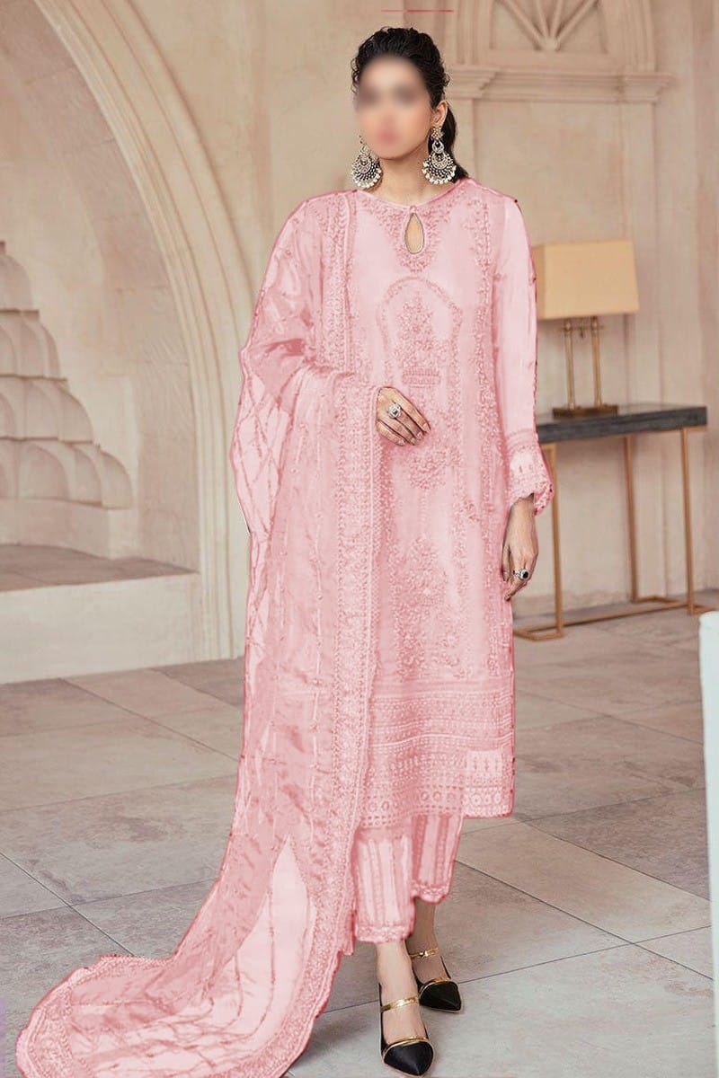 MUSHQ OPIUM PINK FORMAL COLLECTION EMBROIDERED NET 