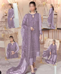 EXCLUSIVE WEAR | FULLY HEAVY EMBROIDERED SEQUENCE WORK WITH STONE WORK & PEARL'S WORK LAWN COLLECTION 25' | UNSTITCHED 3-PIECE SUIT | ENGLISH GREY