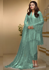 ANAYA | EXCLUSIVE WEAR | FULLY HEAVY THREAD EMBROIDERED NET WITH SEQUENCE WORK & STONE WORK | UNSTITCHED 3-PIECE SUIT