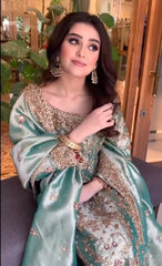 HARIS SHAKEEL | LUXURY WEAR | PREMIUM HAND EMBELLISHMENTE EMBROIDERED MASSORI SHIRT | UNSTITCHED 3-PIECE SUIT | 20736-17