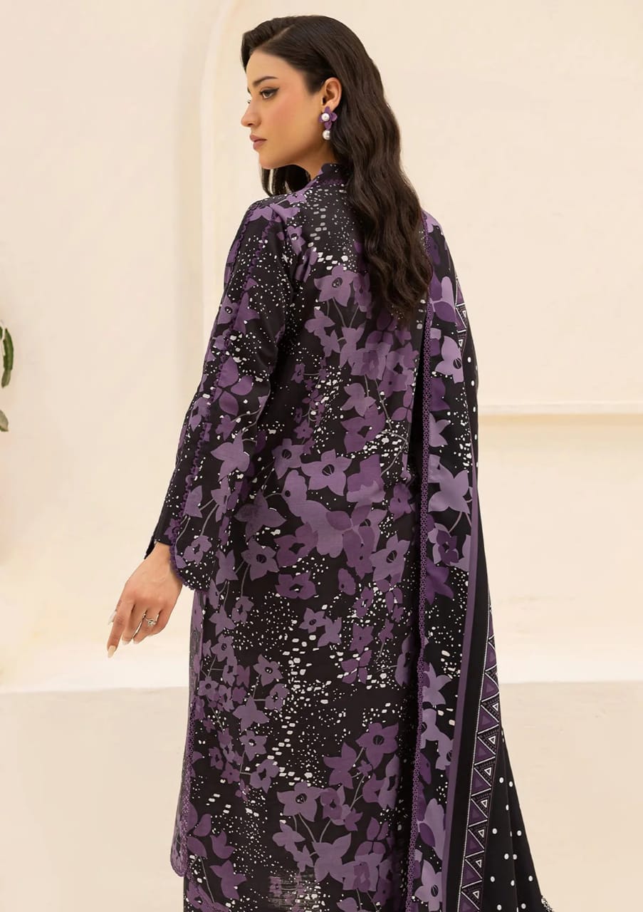 FARASHA | BLACK & PURPLE - DIGITAL PRINTED LAWN | UNSTITCHED 3-PIECE SUIT