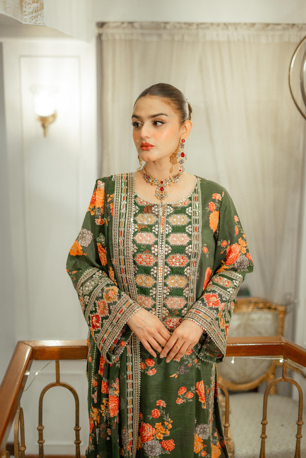 ANEELAS | LUXURY MULTI DIGITAL PRINTED SILK DRESS WITH FULL HEAVY MULTI THREAD EMBROIDERED SEQUENCE WORK | UNSTITCHED 3-PIECE SUIT