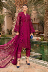 MARIA B NEW MEHROON 3D WORK LUXURY PREMIUM PURE CHIKANKARI LAWN WITH PURE ORGANZA DUPPATA 2025 UNSTITCHED SUIT