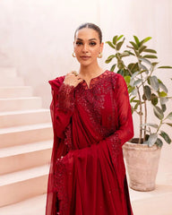 ENSEMBLE BY AZURE | FESTIVE FORMAL EID COLLECTION 2025 | HEAVY EMBROIDERED LAWN | UNSTITCHED 3-PIECE SUIT | CRIMSON GLOW