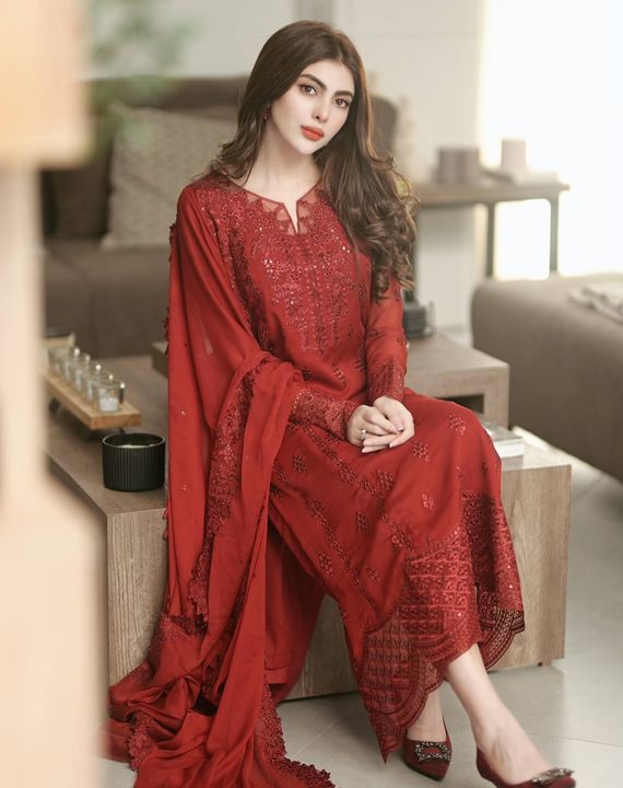 ENSEMBLE BY AZURE | FESTIVE FORMAL EID COLLECTION 2025 | HEAVY EMBROIDERED LAWN | UNSTITCHED 3-PIECE SUIT | CRIMSON GLOW