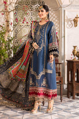 MARIA.B - EMBROIDERED -  MIDNIGHT BLUE PURE CHIFFON WITH DIGITAL PRINTED SILK DUPPATA - UNSTITCHED 3-PIECE SUIT