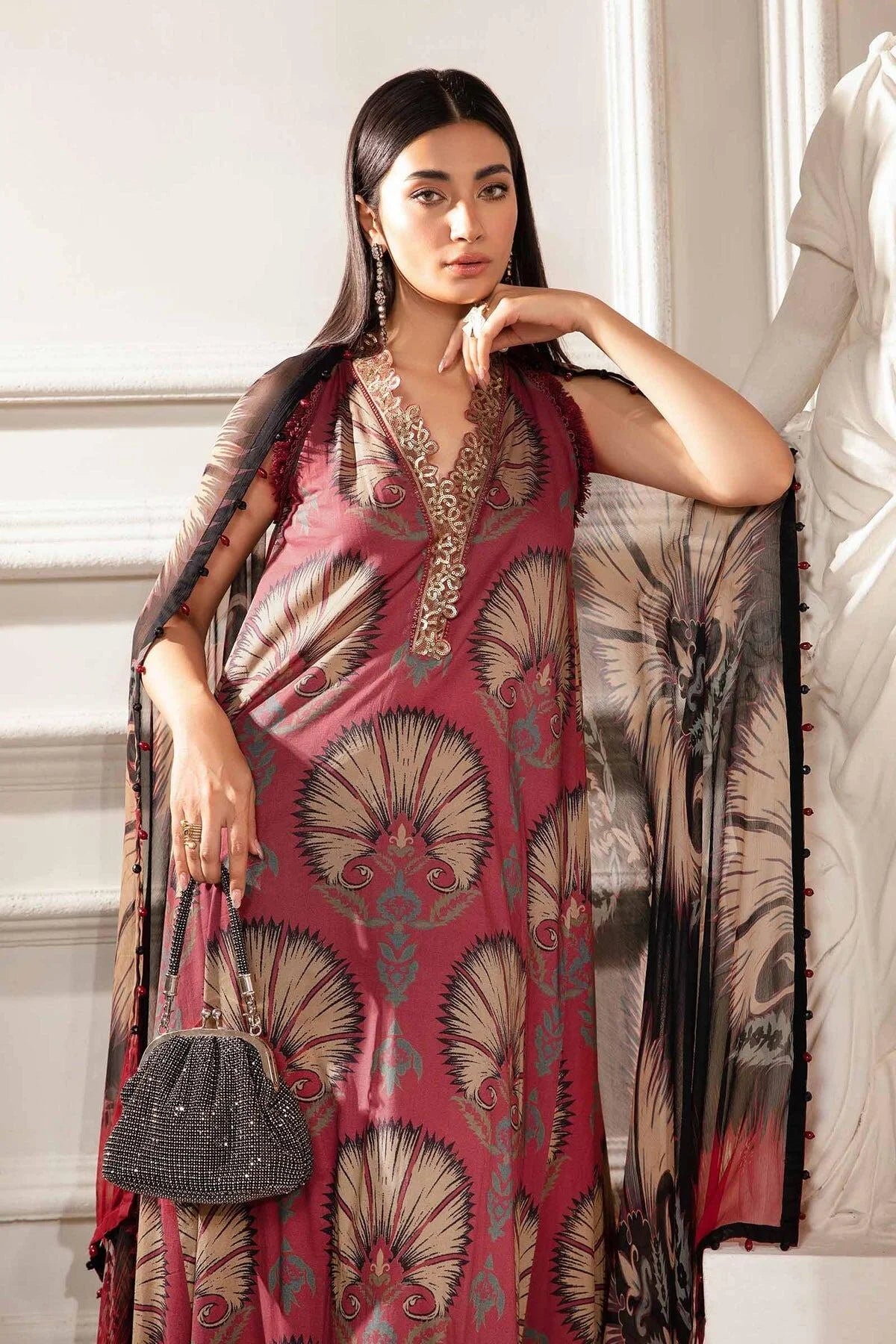 Maria B Maroon Digital Printed Lawn Collection Replica