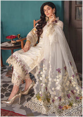 ELAF - WHITE - LUXURY LAWN CHIKENKARI  WITH HEAVY EMBROIDERED UNSTITCHED 3-PIECE SUIT