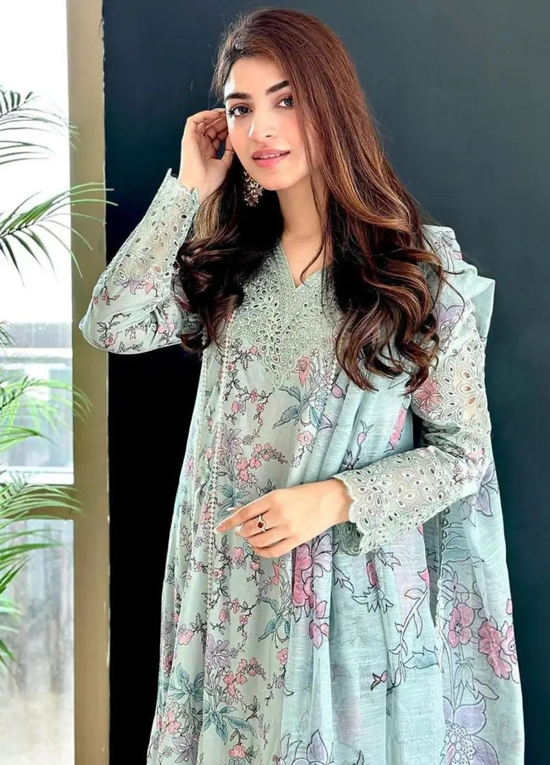 Dastaan By Iznik Embroidered Lawn Suits Unstitched 3 Piece IZ23D IDL-06 Badar – Summer Collection