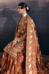 AFROZEH | EXCLUSIVE WEAR | ELEGANTLY GHARARA | PREMIUM HAND EMBELLISHMENT FULLY HEAVY EMBROIDERED WORK NET SHIRT | UNSTITCHED 3-PIECE GHARARA