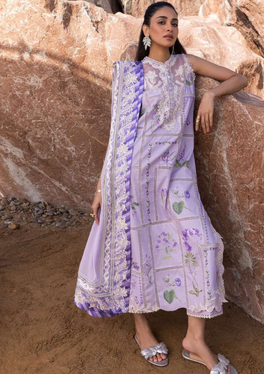 A GIRL IN THE GARDEN BY CRIMSON | ELEGANTLY MULTI DIGITAL PRINTED WITH FULLY HEAVY CHICKENKARI WORK & MULTI THREAD EMBROIDERED LAWN | UNSTITCHED 3-PIECE SUIT | D-07-A