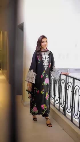 ANEELAS | LUXURY LAWN  HEAVY THREAD EMBROIDERED WORK WITH LAZER CUT WORK & MULTI FLOWER BANCHES ATTACHED | UNSTITCHED 3-PIECE SUIT