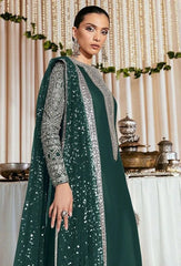 HUSSAIN REHAR - LUXURY RAW SILK WITH HAND EMBELLISHED WORK - EMBROIDERED UNSTITCHED 3-PIECE SUIT | ZINC GREEN
