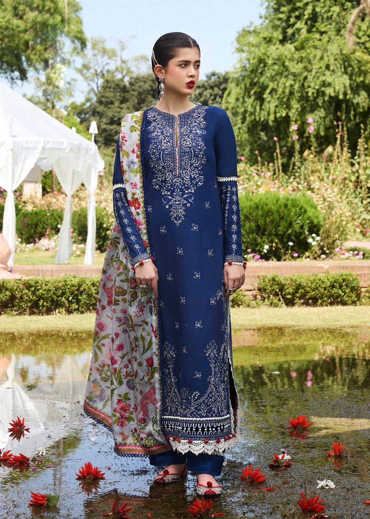 CYAN BY HUSSAIN REHAR - HEAVY EMBROIDERED LUXURY LAWN DRESS - 3 3-PIECE SUIT