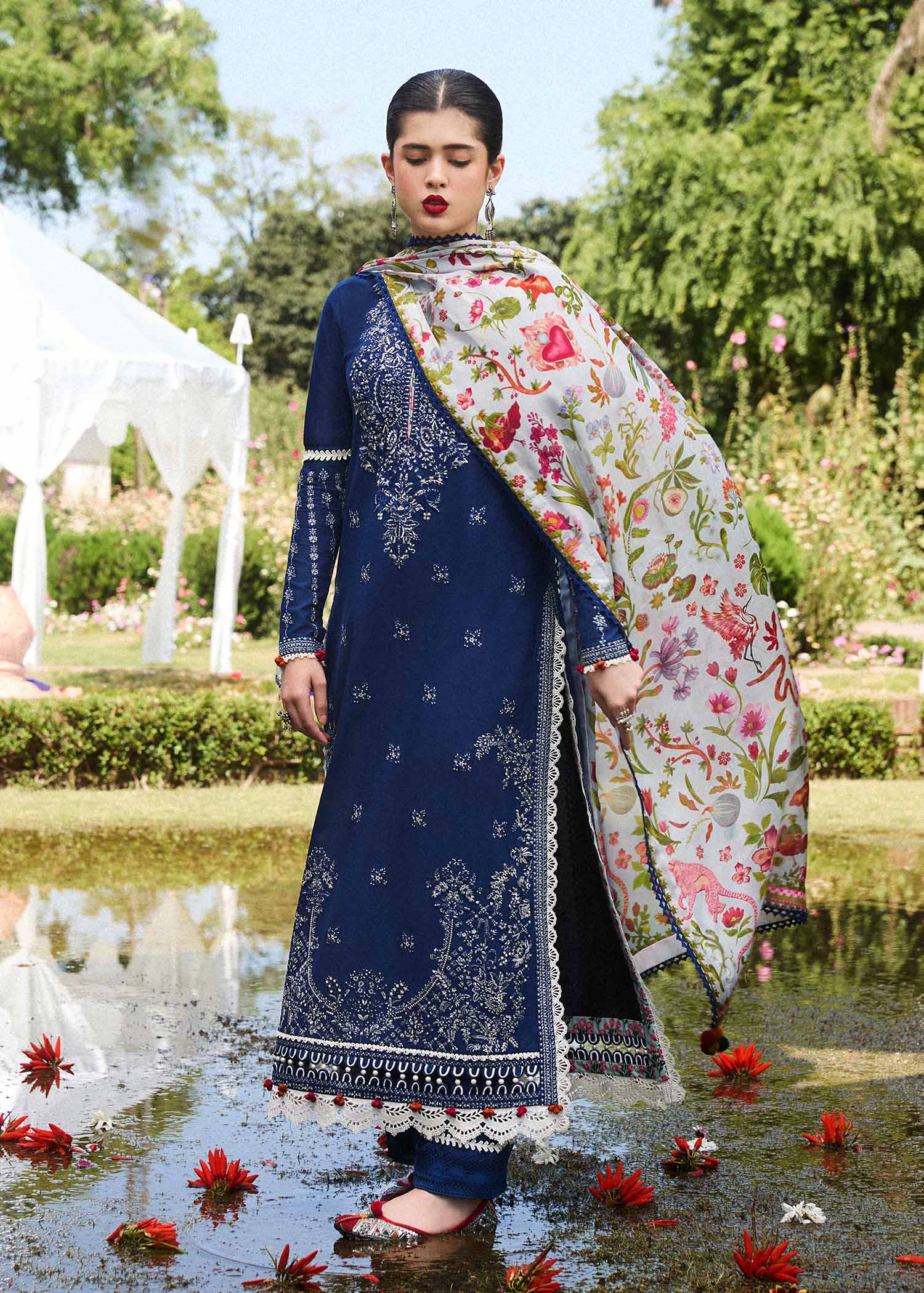 CYAN BY HUSSAIN REHAR - HEAVY EMBROIDERED LUXURY LAWN DRESS - 3 3-PIECE SUIT