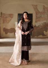 ZAREESHA BY HASEENS | AN EMBROIDERY WHOSE DEFINITION IS SELF-EXPLANATORY | FULLY HEAVY HAND EMBELLISHMENT EMBROIDERED SEQUENCE WORK VELVET SHIRT | UNSTITCHED 3-PIECE SUIT | MAROON