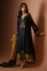 POSHKARI | LUXURY SHEESHA SILK DRESS | HEAVY HAND EMBELLISHMENTE EMBROIDERED WORK & EMBROIDERED BANCHES ATTACHED WITH INCLUDING HIGH QUALITY CUSTOMIZED TASSELS | UNSTITCHED 3-PIECE SUIT
