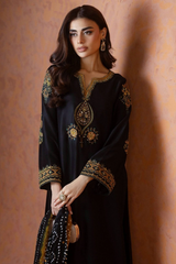 POSHKARI | LUXURY SHEESHA SILK DRESS | HEAVY HAND EMBELLISHMENTE EMBROIDERED WORK & EMBROIDERED BANCHES ATTACHED WITH INCLUDING HIGH QUALITY CUSTOMIZED TASSELS | UNSTITCHED 3-PIECE SUIT